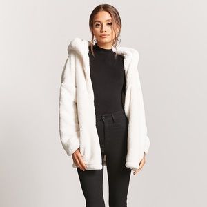white furry jacket forever 21